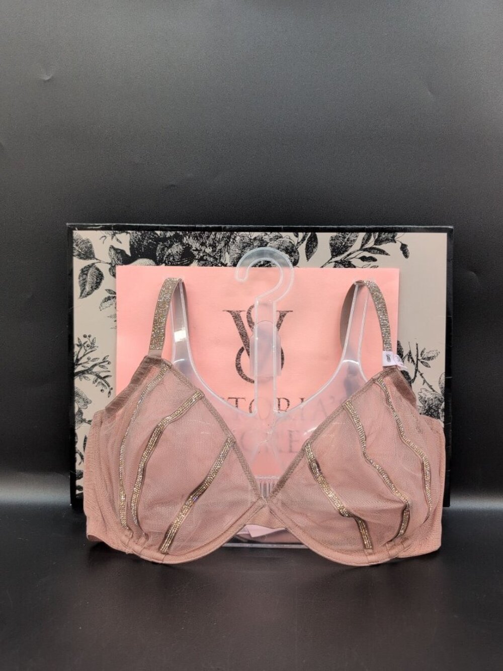 Victoria Secret Very Sexy Sheer Shine Unlined Low Cut Demi Bra 38DD Almond Beige